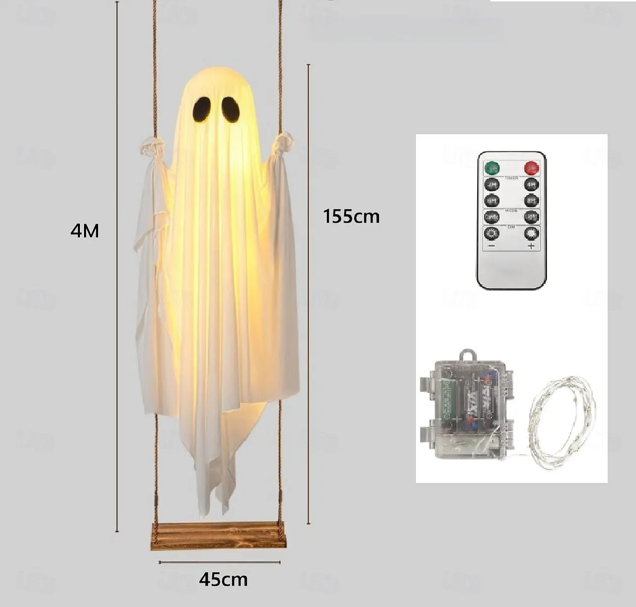 Halloween Decorations Outdoors Large Hanging Ghost Swing with Remote Control String Lights and Upgraded Sheets, Spooky Ghost Halloween Party Decorations Outdoors Suitable for Trees, Porch, Patio 2026 - kr.624 –P6