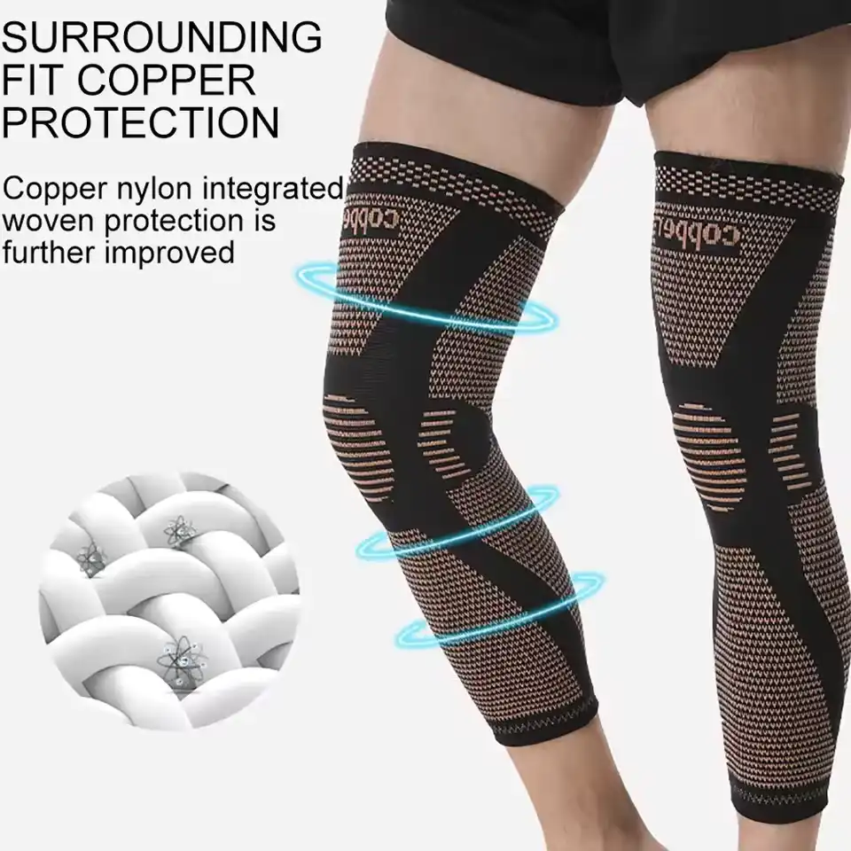 2Pcs Copper Full Leg Sleeve Long Compression,Knee Braces for Women Men,Knee Compression Sleeves